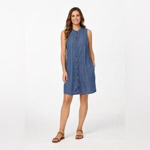 J Crew Chambray Sleeveless Button Front Shirt Dress Size women’s small blue Jean